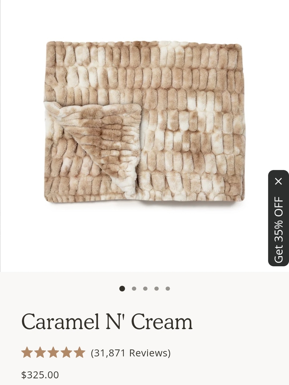 lola Caramel & Cream Plush Faux Fur Throw